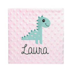 Προσωποποιημένη κουβέρτα Baby Dino Pink με Όνομα